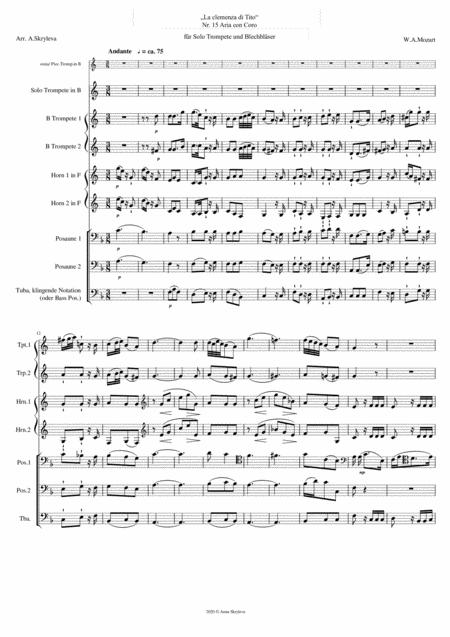 Free Sheet Music La Clemenza Di Tito Nr 15 Aria Con Coro For Solo Trumpet Ossia Piccolo Trumpet Brass Ensemble