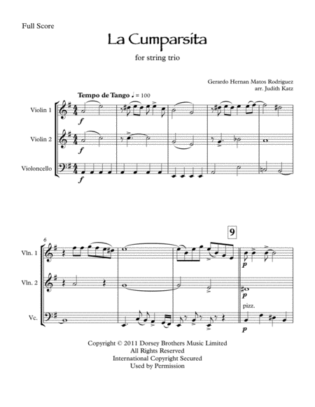 Free Sheet Music La Cumparsita For String Trio