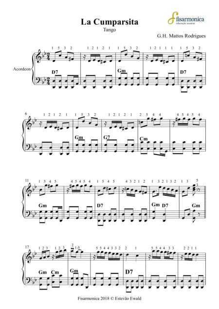 La Cumparsita Tanto Partitura Para Acordeon Sheet Music For Accordion Sheet Music