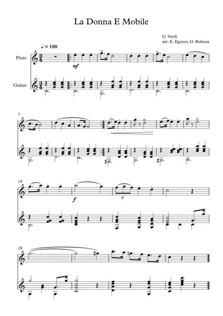 La Donna E Mobile Giuseppe Verdi For Flute Guitar Sheet Music