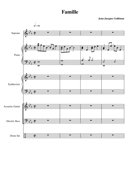 La Famille Score Avec 5 Partitions Sheet Music