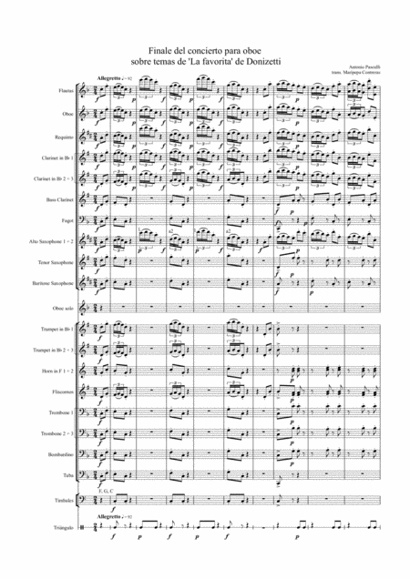 La Favorita A Pasculli Finale Oboe Concerto Sobre Temas De La Favorita De Donizetti Banda Wind Band Sheet Music
