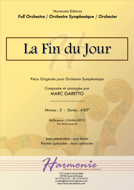 La Fin Du Jour End Of A Day For Full Orchestra Sheet Music