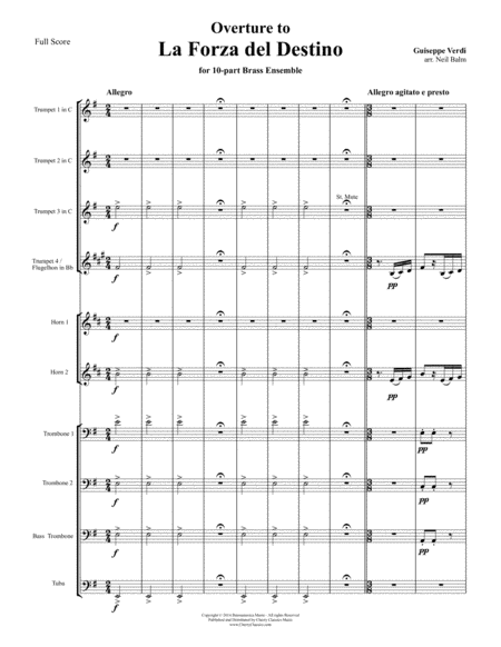 Free Sheet Music La Forza Del Destino Overture For 10 Part Brass Ensemble
