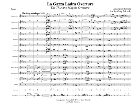 Free Sheet Music La Gazza Ladra Overture The Thieving Magpie Overture