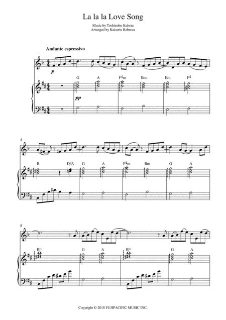 La La La Love Song Clarinet In A Solo And Piano Accompaniment Sheet Music