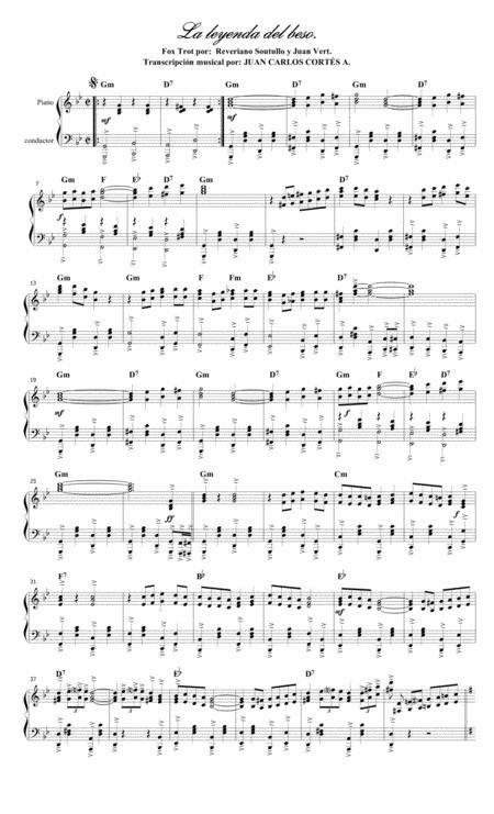 La Leyenda Del Beso Fox Trot Por Reveriano Soutullo Otero Y Juan Bautista Vert Carbonell Sheet Music