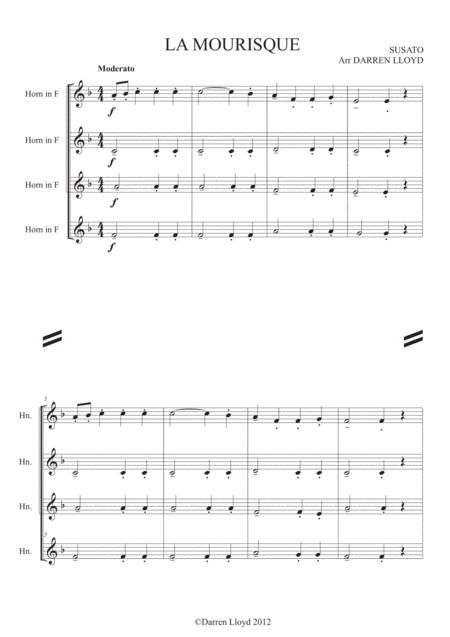 Free Sheet Music La Morisque French Horn Quartet