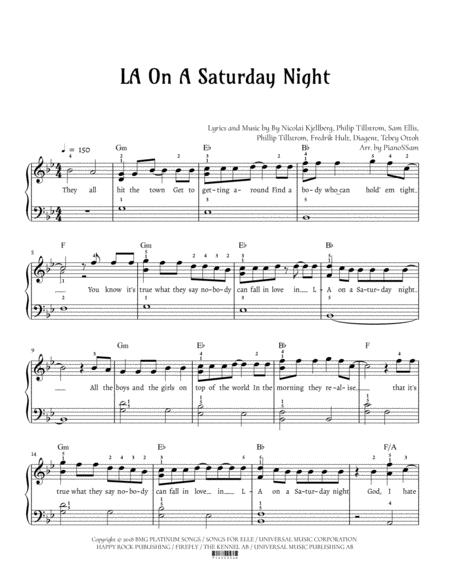 Free Sheet Music La On A Saturday Night