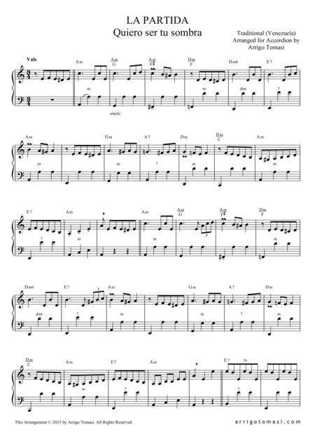 Free Sheet Music La Partida Traditional Waltz From Venezuela