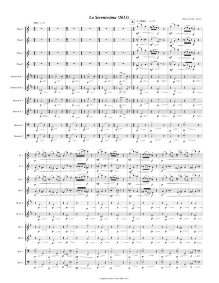 Free Sheet Music La Serenissima 2013 For Ten Wind Instruments