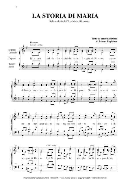 La Storia Di Maria Tagliabue Cantico Di Natale For Satb Choir Sheet Music