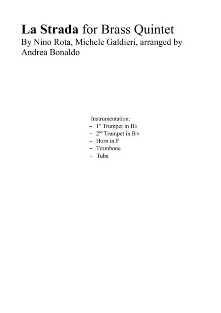 La Strada For Brass Quintet Sheet Music