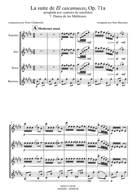 La Suite De El Cascanueces 7 Danza De Los Mirlitones Sheet Music