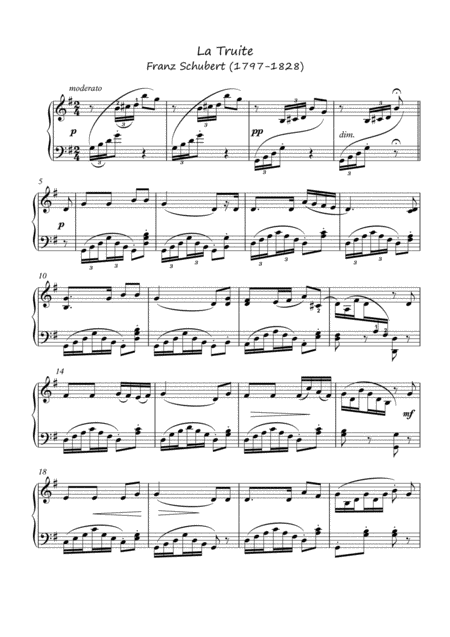 La Truite By Franz Schubert Solo Piano Sheet Music