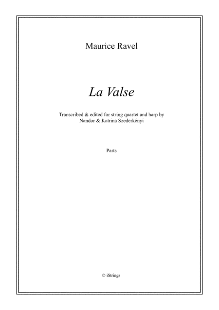 La Valse For String Quartet Harp Parts Only Sheet Music