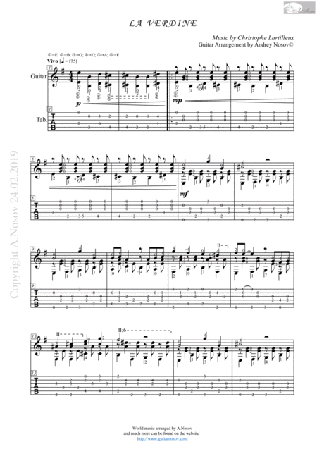 La Verdine Sheet Music For Guitar Sheet Music