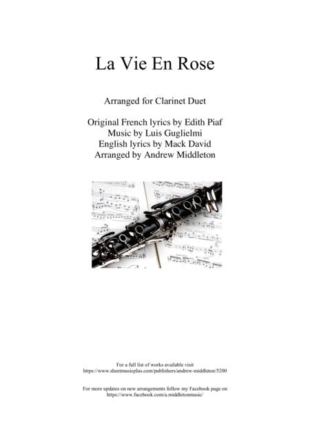 La Vie En Rose For Clarinet Duet Sheet Music