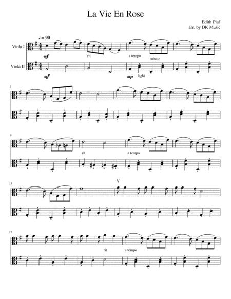 Free Sheet Music La Vie En Rose Violin Viola Duet