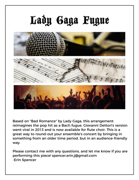 Lady Gaga Fugue For Flute Choir Sheet Music