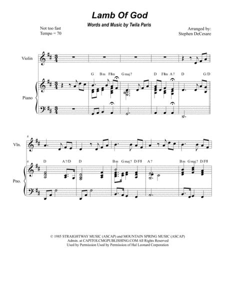 Lamb Of God Duet For Violin And Viola Sheet Music