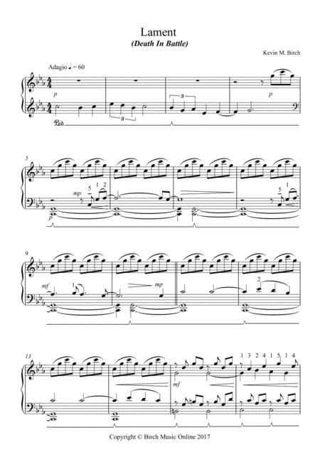 Lament Death In Battle For Solo Piano Sheet Music