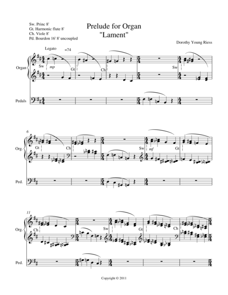 Lament Prelude For Organ Sheet Music