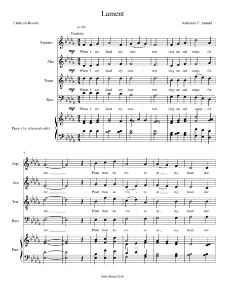 Free Sheet Music Lament