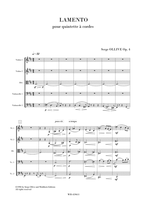 Free Sheet Music Lamento Op 4