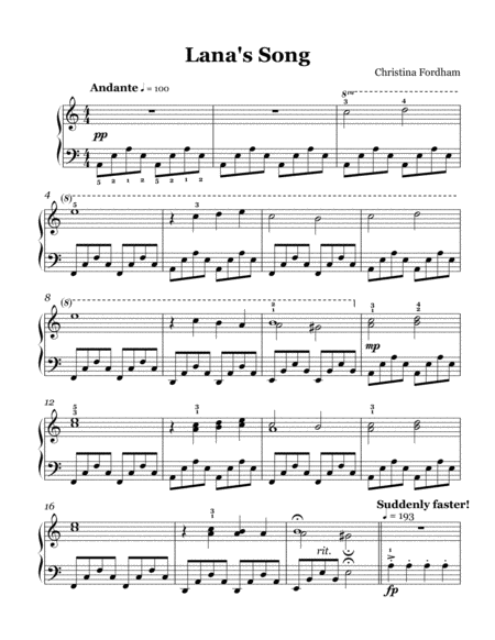 Free Sheet Music Lanas Song Easy Piano Solo