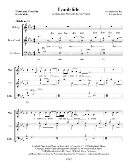 Landslide Male Acapella Arr Robert Rund Sheet Music