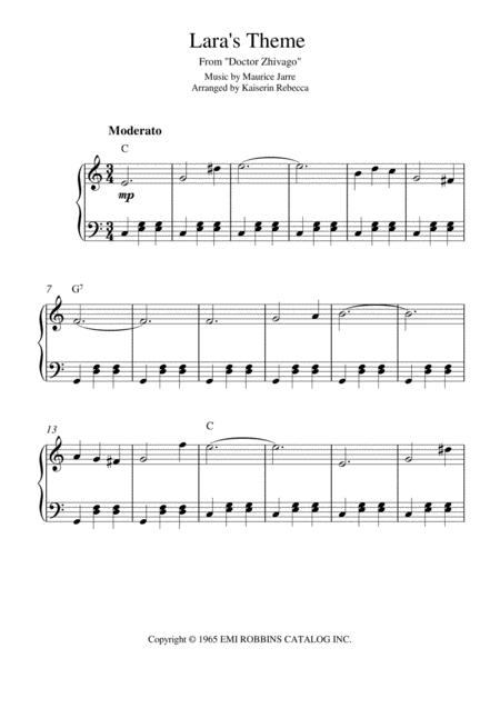 Free Sheet Music Laras Theme From Doctor Zhivago Piano Solo With Chords