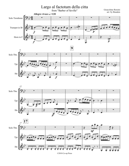 Largo Al Factotum Della Citta For Brass Trio Sheet Music