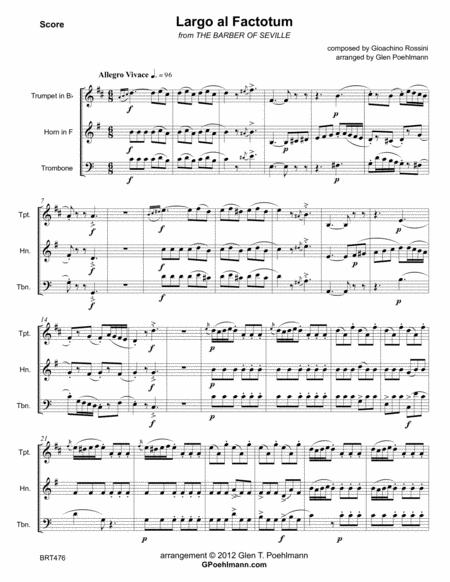 Largo Al Factotum The Barber Of Seville For Brass Trio Unaccompanied Sheet Music