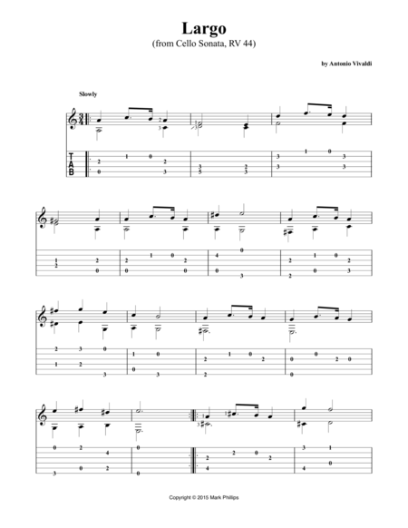 Free Sheet Music Largo From Cello Sonata Rv 44
