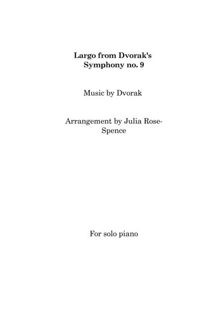 Largo From Dvoraks Symphony No 9 Piano Solo Sheet Music