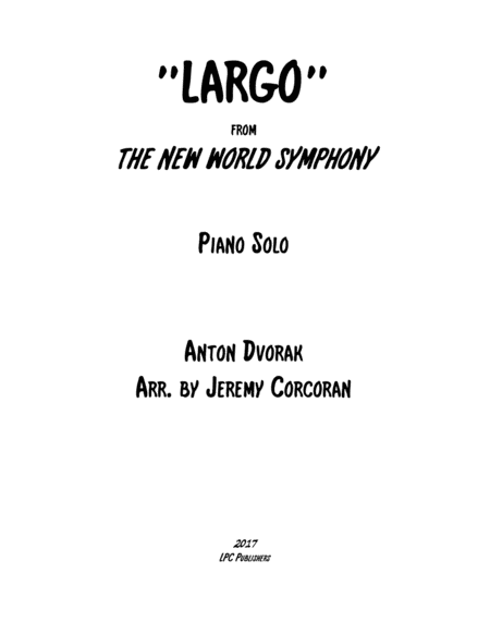 Largo From The New World Symphony Piano Solo Sheet Music