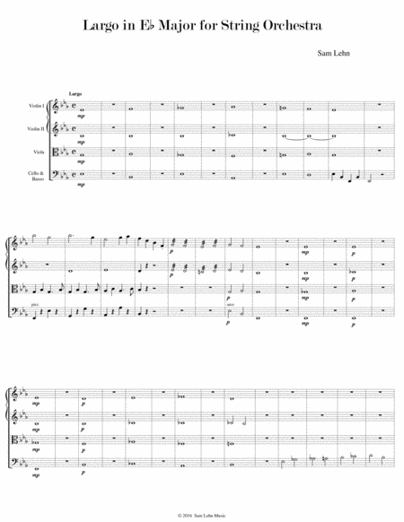 Largo In Eb Major For String Orchestra Sheet Music