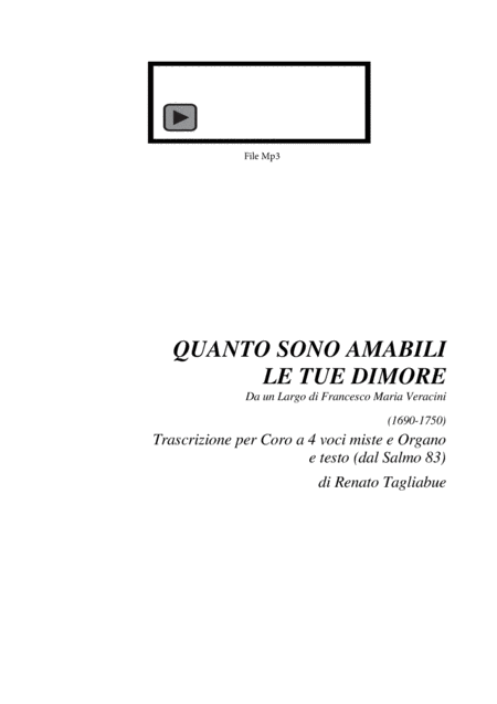 Largo Veracini Quanto Amabili Sono Le Tue Dimore Arr For Satb Choir And Organ Sheet Music