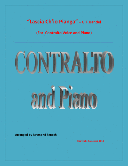 Free Sheet Music Lascia Ch Io Pianga From Opera Rinaldo G F Handel Contralto Voice And Piano