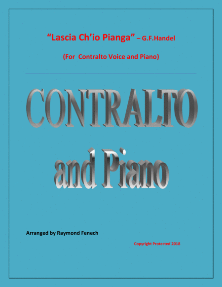 Lascia Ch Io Pianga From Opera Rinaldo G F Handel Contralto Voice And Piano Sheet Music