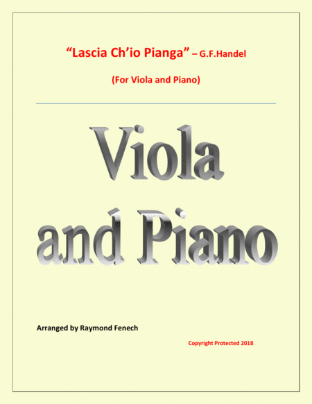 Lascia Ch Io Pianga From Opera Rinaldo G F Handel Viola And Piano Sheet Music