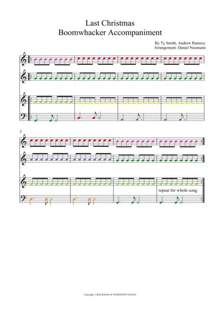 Free Sheet Music Last Christmas Boomwhackers Accompaniment