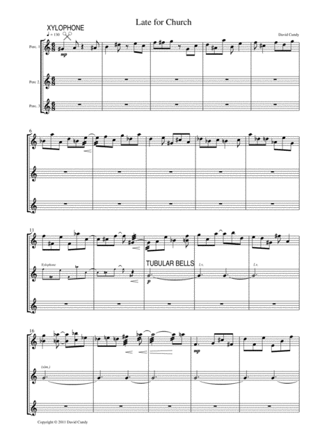 Free Sheet Music Late For Church A Picture For Percussion Op 26