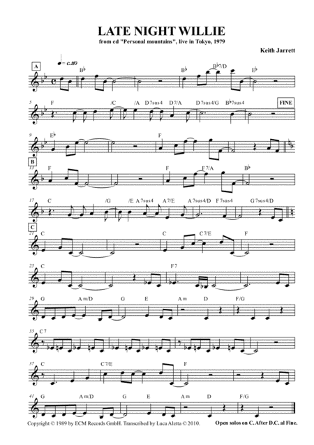 Late Night Willie Sheet Music