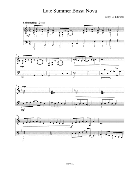 Late Summer Bossa Nova Sheet Music