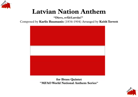 Latvian Nation Anthem Dievs Svt Latviju For Brass Quintet Sheet Music