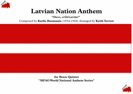 Latvian National Anthem For Brass Quintet Mfao World National Anthem Series Sheet Music