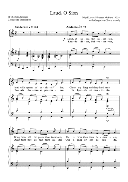 Free Sheet Music Lauda Sion Laud O Sion