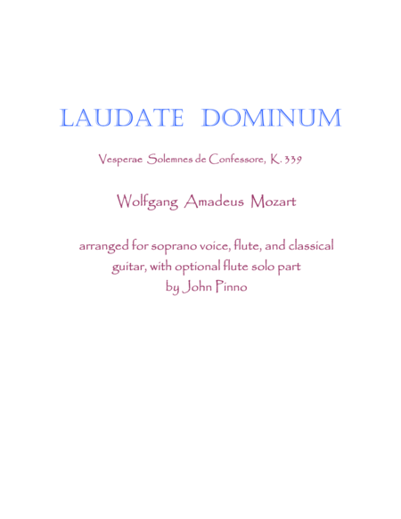 Laudate Dominum For Voice Flute And Classical Guitar Sheet Music